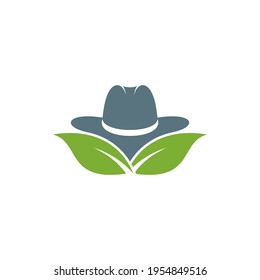 Nature Hat logo design vector illustration, Creative Hat logo design concept template, symbols icons