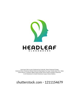 Nature Head science logo vector, Head intelligence logo designs concept vector