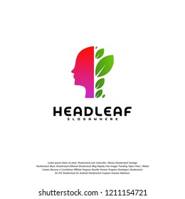 Nature Head science logo vector, Head intelligence logo designs concept vector