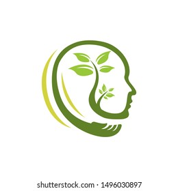 Nature Head science logo vector, Head intelligence logo designs concept vector