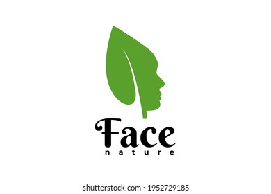 nature head vector. face leaf logo template.