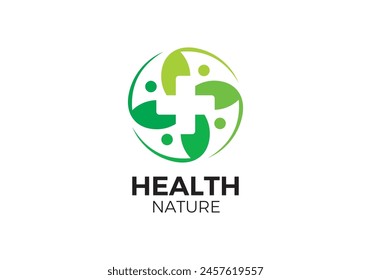 nature health care logo. leaf circle combination symbol vector design