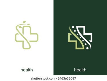 Nature Health Care Logo. Blatt DNA-genetisches Kombinationssymbol Vektorgrafik Design