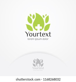 Nature health logo design, Natural health symbol with leaves. Bio herbal logo template