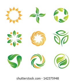 Nature healthy food loop logo vector icons template