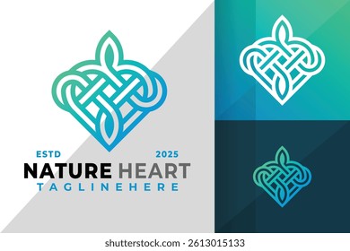 Nature Heart Knot Logo Icon Vector Design Illustration