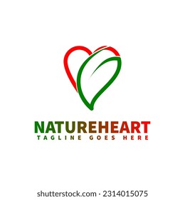 nature heart logo template with heart and leaf icon