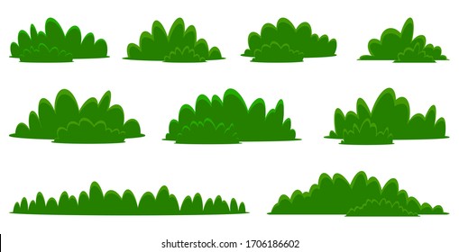 Nature Hedge, Garden Green Bushes. Cartoon Shrub And Bush Vector Set Isolated On White Background. Bush Planted In Parks And Gardens.  Landscape Flat Icon Set