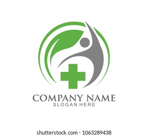 nature herbal medicine healthy people wellness vector logo design template