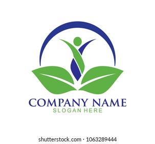 nature herbal medicine healthy people wellness vector logo design template