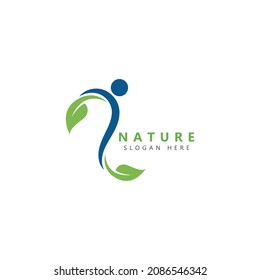 Nature Herbal Medicine Healthy People Wellness Vector Logo Design Template