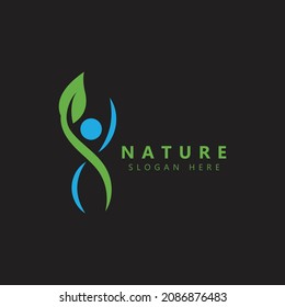 Nature Herbal Medicine Healthy People Wellness Vector Logo Design Template