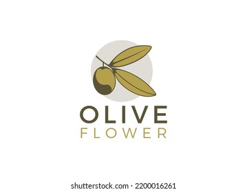 nature herbal olive oil plant  olive leaf flower logo design