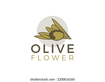 nature herbal olive oil plant, olive leaf flower logo design