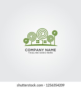 Nature hides houses logo design