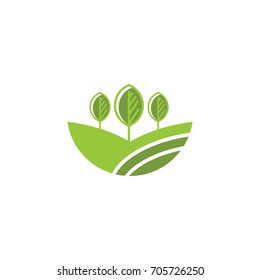 Nature Hill Flower Green Vector Illustration Concept logo environment