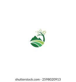 Nature hill icon logo flat vector design