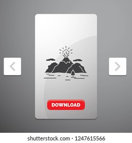 Nature, hill, landscape, mountain, blast Glyph Icon in Carousal Pagination Slider Design & Red Download Button