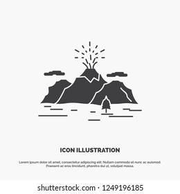 Nature, hill, landscape, mountain, blast Icon. glyph vector gray symbol for UI and UX, website or mobile application