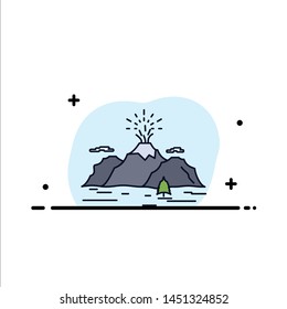 Nature, hill, landscape, mountain, blast Flat Color Icon Vector
