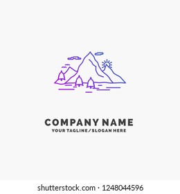 Nature, hill, landscape, mountain, scene Purple Business Logo Template. Place for Tagline