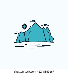 Nature, hill, landscape, mountain, scene Flat Icon. green and Yellow sign and symbols for website and Mobile appliation. vector illustration