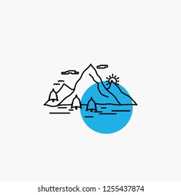 Nature, hill, landscape, mountain, scene Line Icon