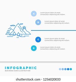 Nature, hill, landscape, mountain, scene Infographics Template for Website and Presentation. Line Blue icon infographic style vector illustration