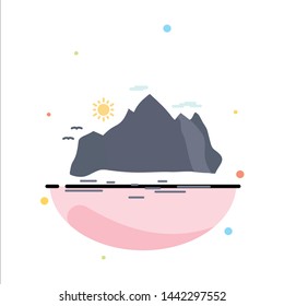 Nature, hill, landscape, mountain, scene Flat Color Icon Vector