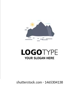 Nature, hill, landscape, mountain, scene Flat Color Icon Vector. Vector Icon Template background