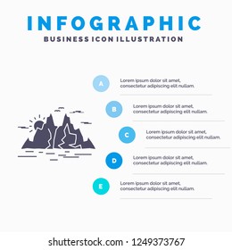 Nature, hill, landscape, mountain, water Infographics Template for Website and Presentation. GLyph Gray icon with Blue infographic style vector illustration.