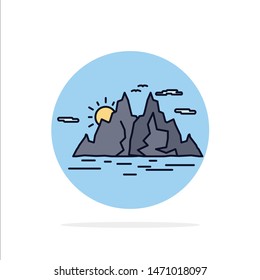 Nature, hill, landscape, mountain, water Flat Color Icon Vector. Vector Icon Template background