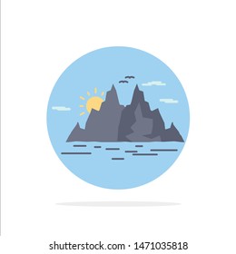 Nature, hill, landscape, mountain, water Flat Color Icon Vector. Vector Icon Template background