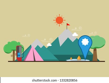 Nature holidays camp flat design relax camping.