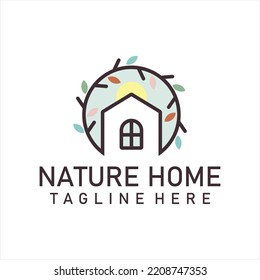 Nature Home logo with Tree and House design inspiration.