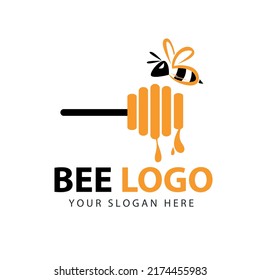 Nature Honey Bee Logo Vector