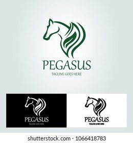Nature horse logo design template. Vector illustration