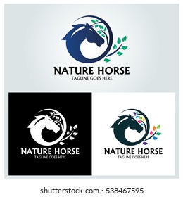 Nature horse logo design template ,Tree logo design concept ,Vector illustration