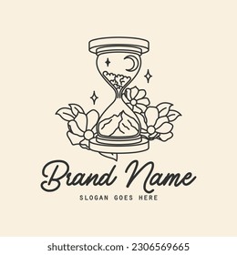 nature hourglass in monoline style, minimalist simple logo 
