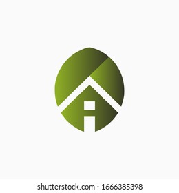 Plantilla de logotipo de Nature House Idea, Logotipo inmobiliario vectorial Ilustración Construcción de la plantilla de diseño de la naturaleza del hogar.