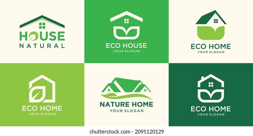 Nature house logo combined leaf with green color can be used as symbols your company