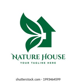 Design-Vorlage für das Nature House Logo. Vektorgrafik.
