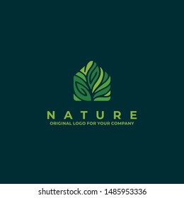 Nature house logo with green color can be used as symbols, brand identity, company logo, icons, or others. Color and text can be changed according to your need. 