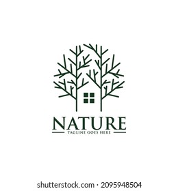Nature house logo with green color can be used as symbols, brand identity, company logo, icons, or others. Color and text can be changed according to your need.