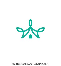 Nature house logo with green color. leaf home logo