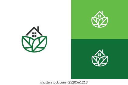 Nature house logo with green color can be used as symbols, brand identity, company logo, icon vector design