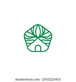 Nature house logo with green color. home leaf icon