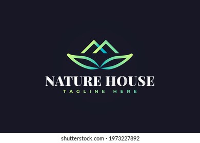 Nature House Logo in Green Gradient for Real Estate Business Logo. Usable for Business and Branding Logos
