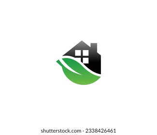 Nature house logo with green home symbol brand identity logo icon vector template.