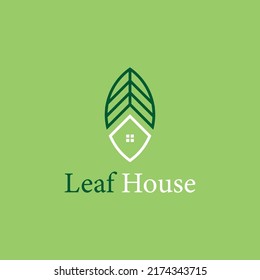 Logo de la casa natural con hoja verde